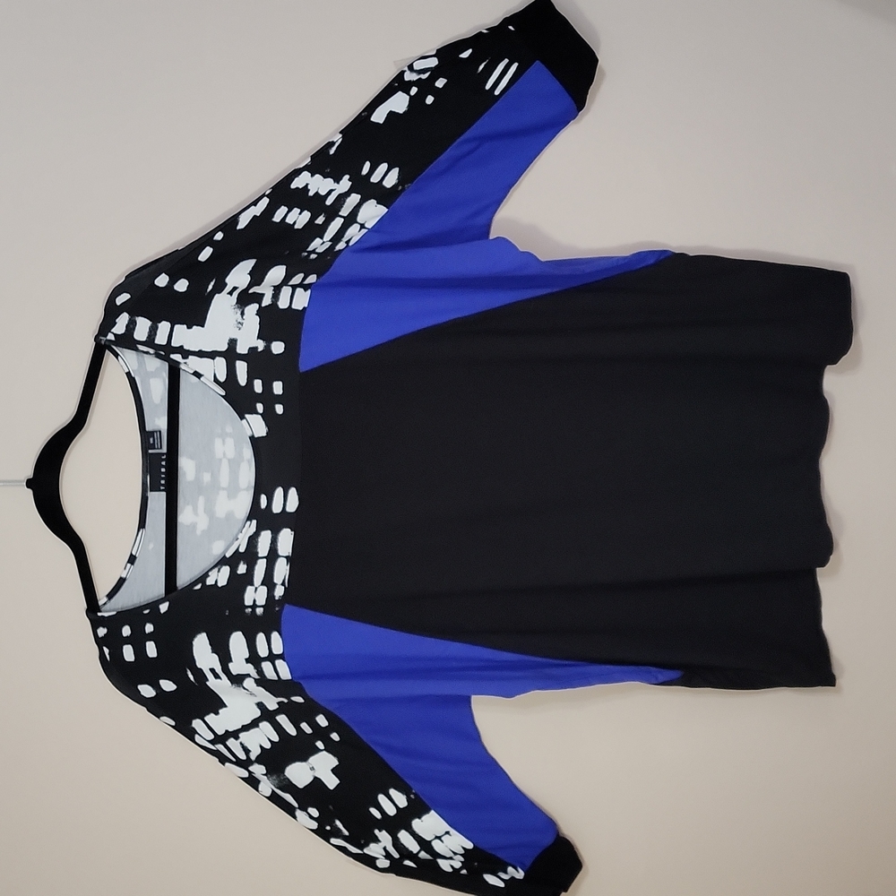 Tribal blue, black & white top